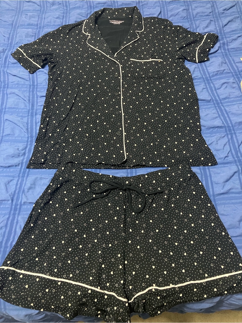 Victoria’s Secret Women’s Black White Dots Hearts Modal Soft Short Pajamas S
